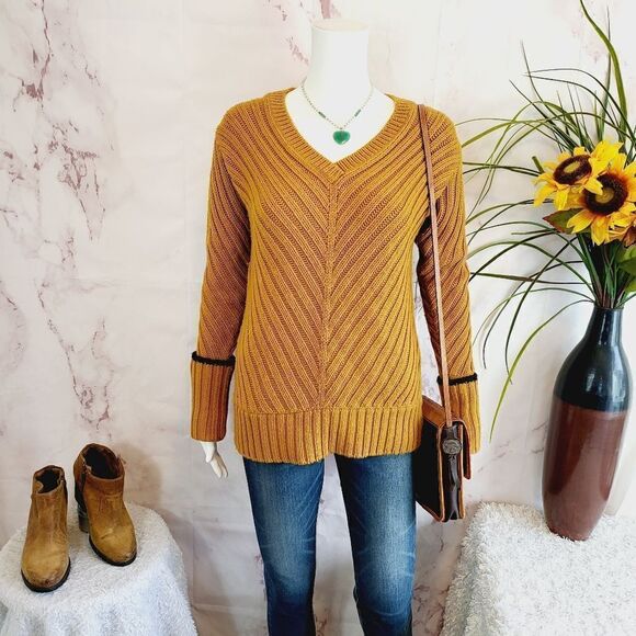 Jason Wu GREY super soft mustard yellow v neck sweater - Picture 2 of 8